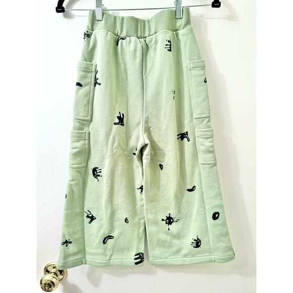 Omami Mini NWT Kids Cosmo Terry Cotton Wide Leg Cargo Sweatpants Joggers - Picture 2 of 3